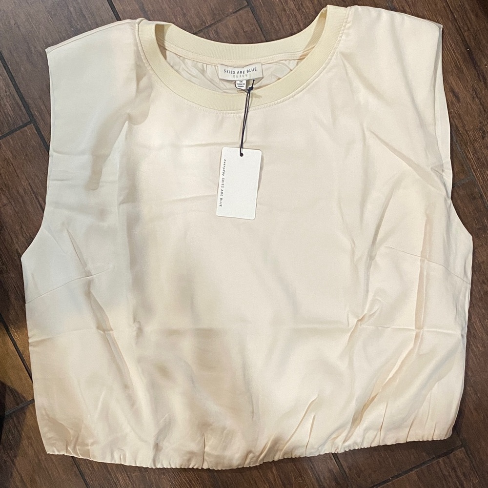 Skies Are Blue Cream Sleeveless Blouse